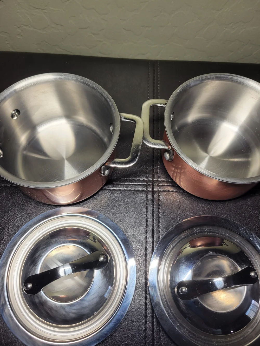 Copper Mini 4 Inches Cocottes With Stainless Steel Lids Collectible Cookware
